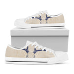 Vintage Deer Skull Print White Low Top Shoes