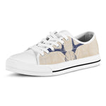 Vintage Deer Skull Print White Low Top Shoes