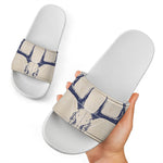 Vintage Deer Skull Print White Slide Sandals