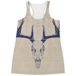 Vintage Deer Skull Print Women's Racerback Tank Top