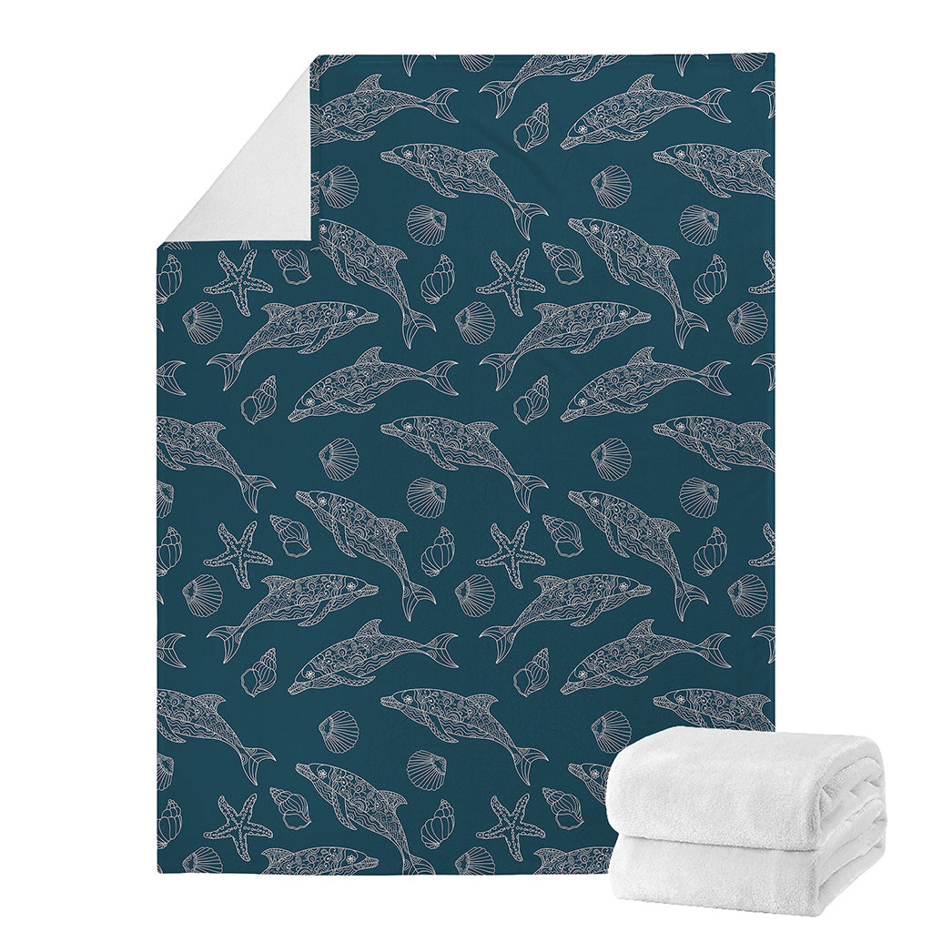 Vintage Dolphins Pattern Print Blanket