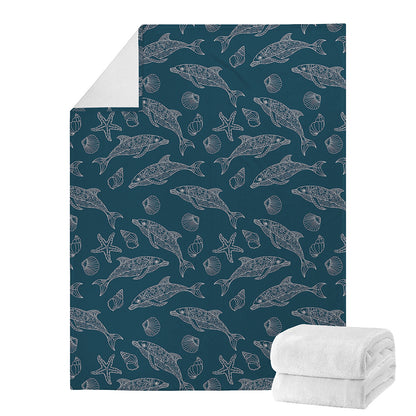 Vintage Dolphins Pattern Print Blanket