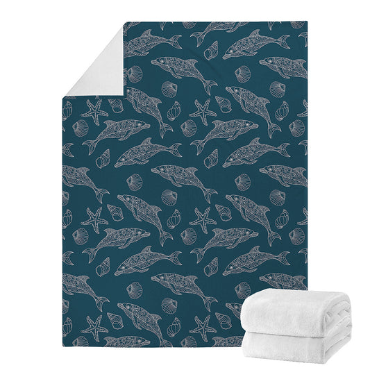 Vintage Dolphins Pattern Print Blanket