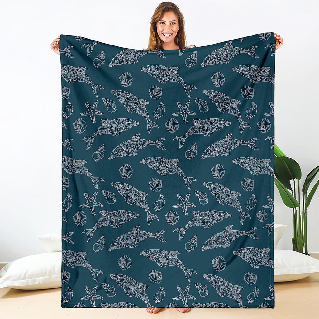 Vintage Dolphins Pattern Print Blanket