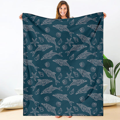 Vintage Dolphins Pattern Print Blanket