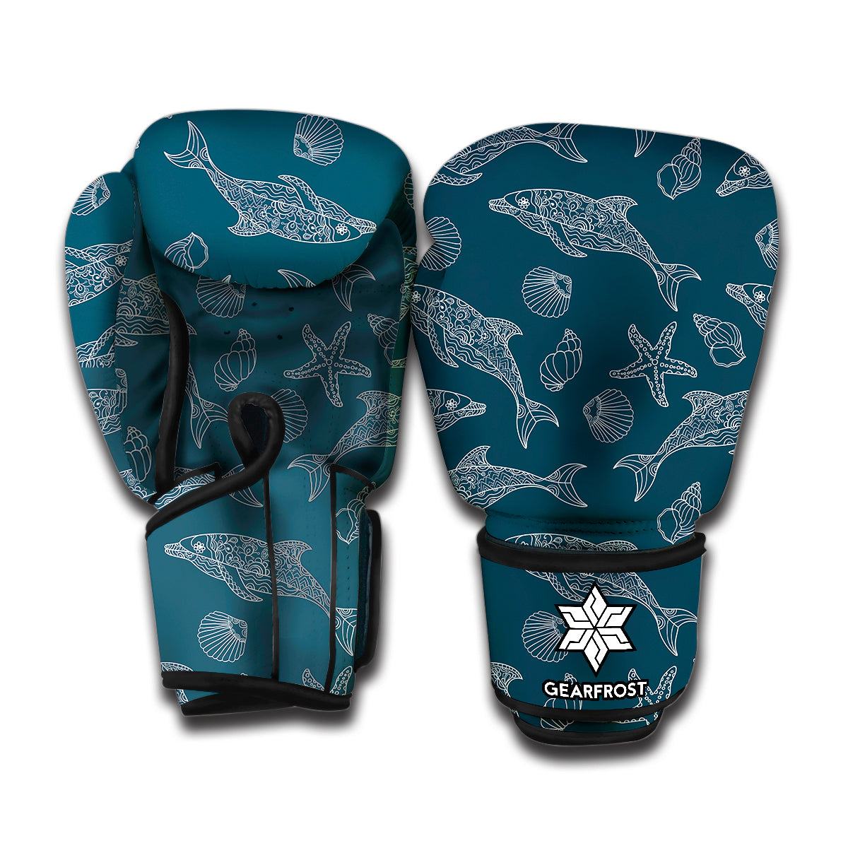 Vintage Dolphins Pattern Print Boxing Gloves