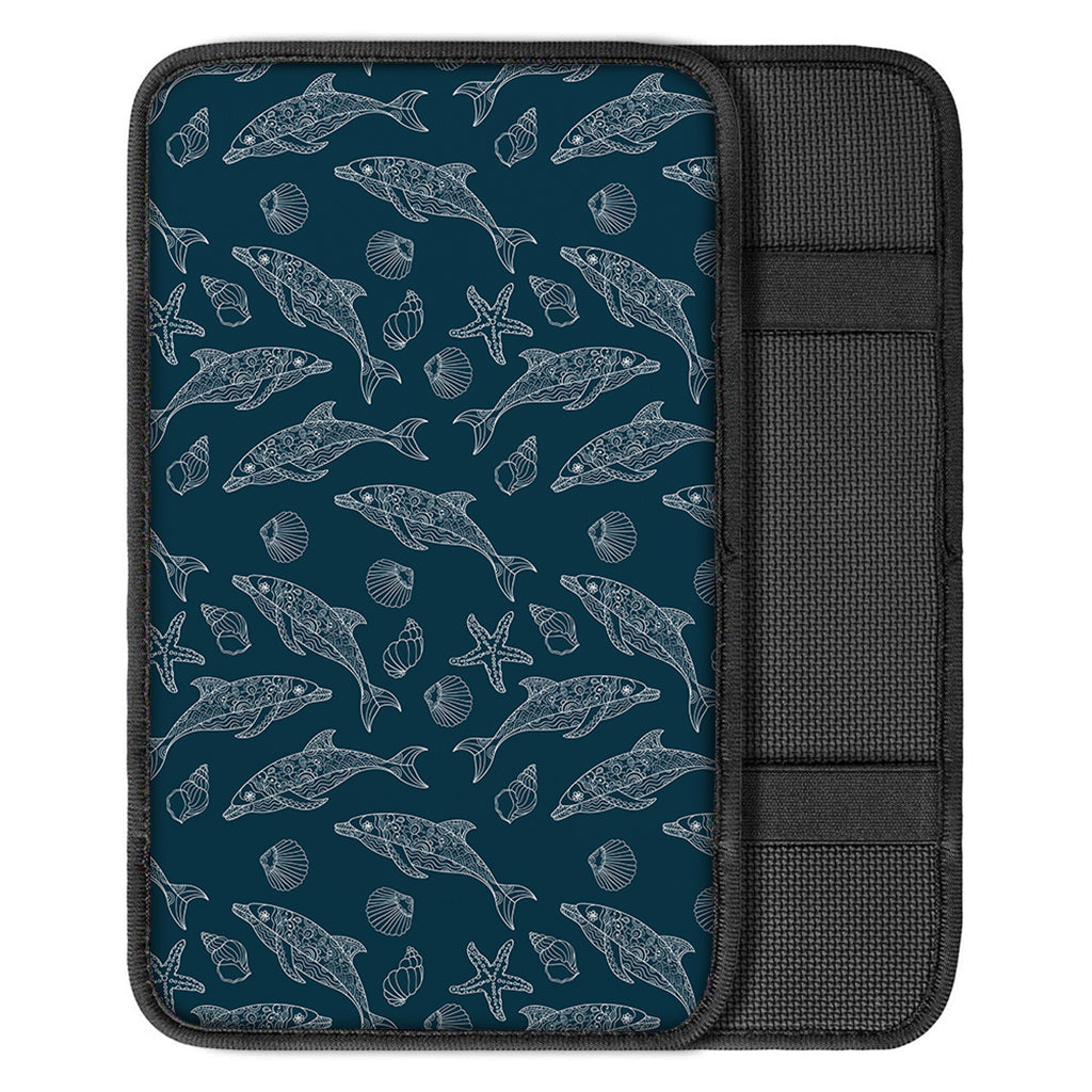 Vintage Dolphins Pattern Print Car Center Console Cover