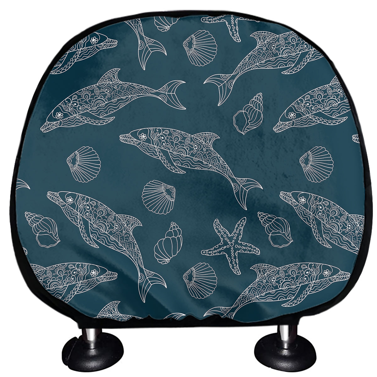 Vintage Dolphins Pattern Print Car Headrest Covers