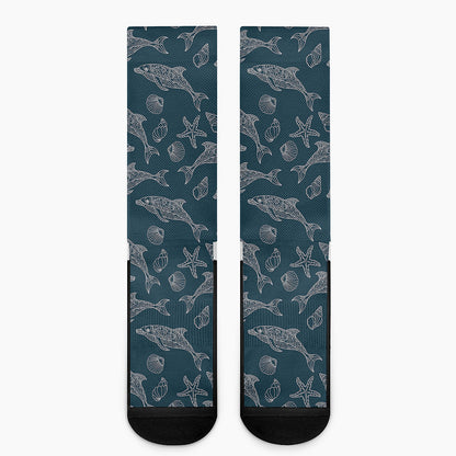 Vintage Dolphins Pattern Print Crew Socks