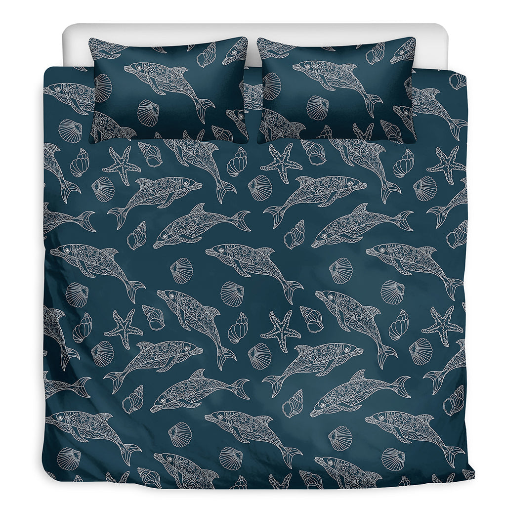 Vintage Dolphins Pattern Print Duvet Cover Bedding Set