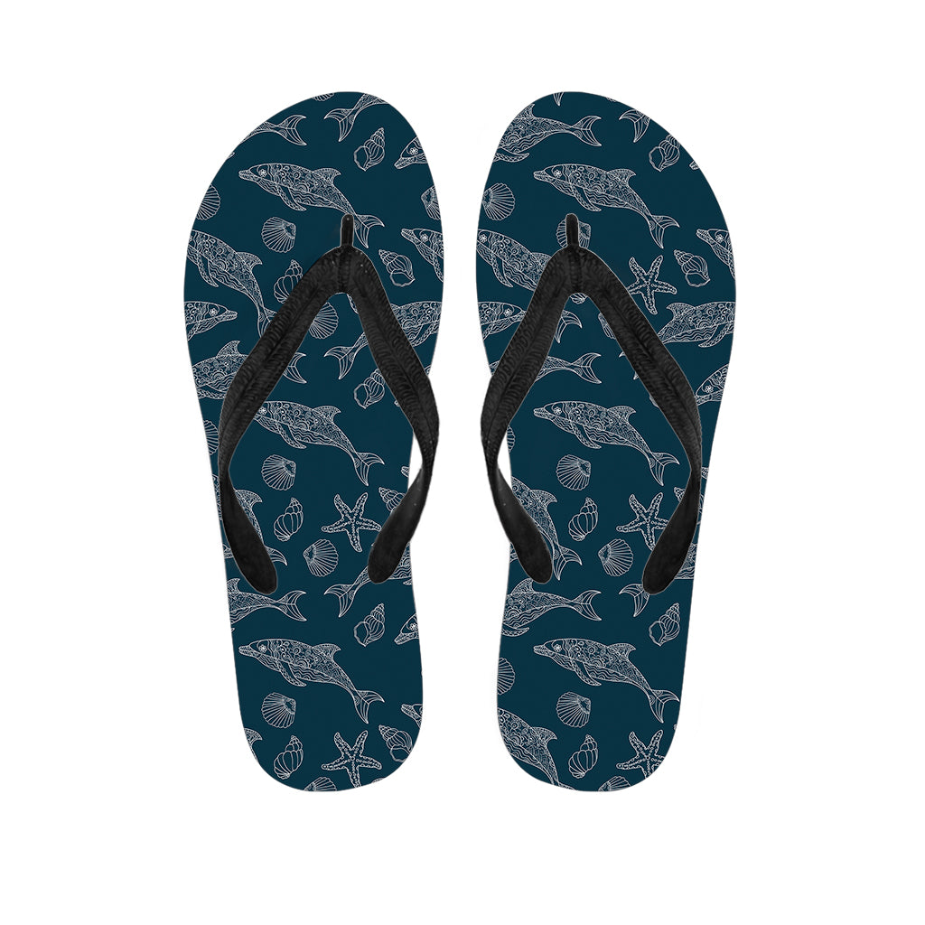 Vintage Dolphins Pattern Print Flip Flops