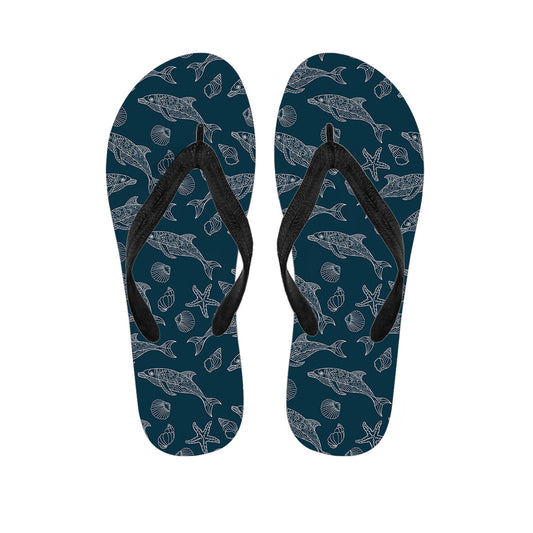 Vintage Dolphins Pattern Print Flip Flops