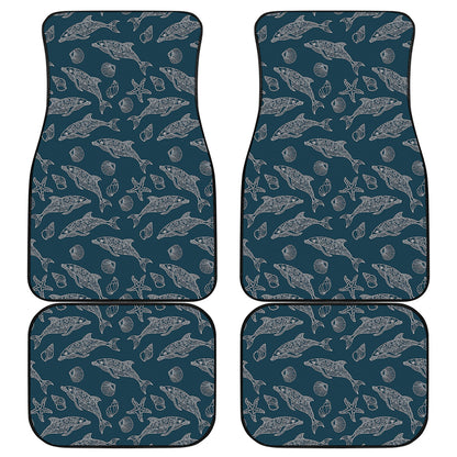 Vintage Dolphins Pattern Print Front and Back Car Floor Mats