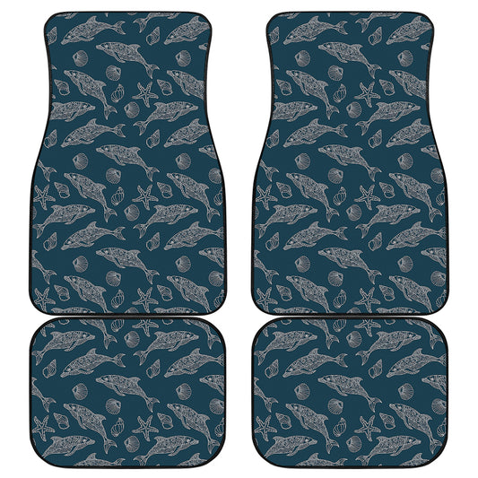 Vintage Dolphins Pattern Print Front and Back Car Floor Mats