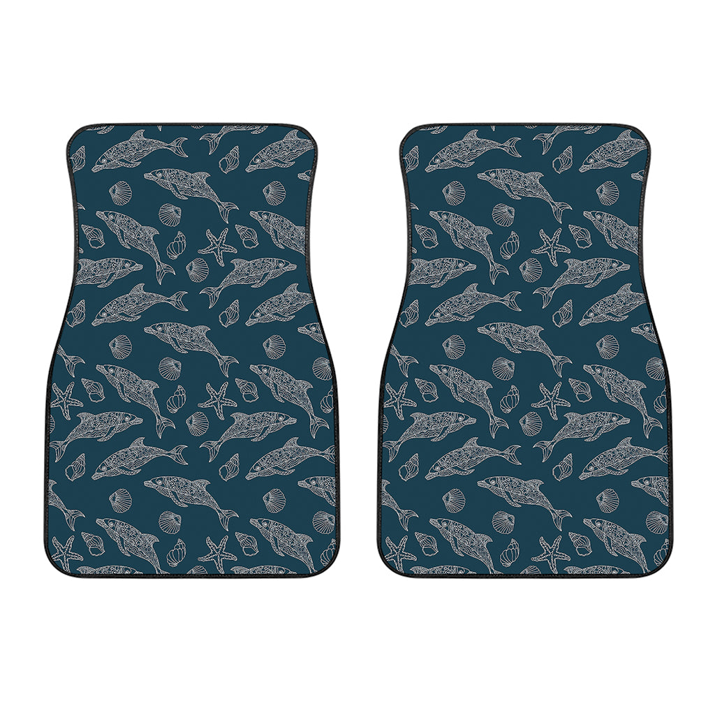 Vintage Dolphins Pattern Print Front Car Floor Mats