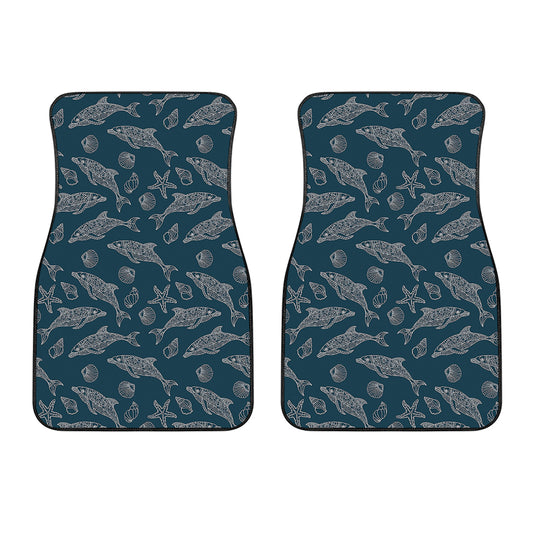 Vintage Dolphins Pattern Print Front Car Floor Mats