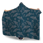Vintage Dolphins Pattern Print Hooded Blanket