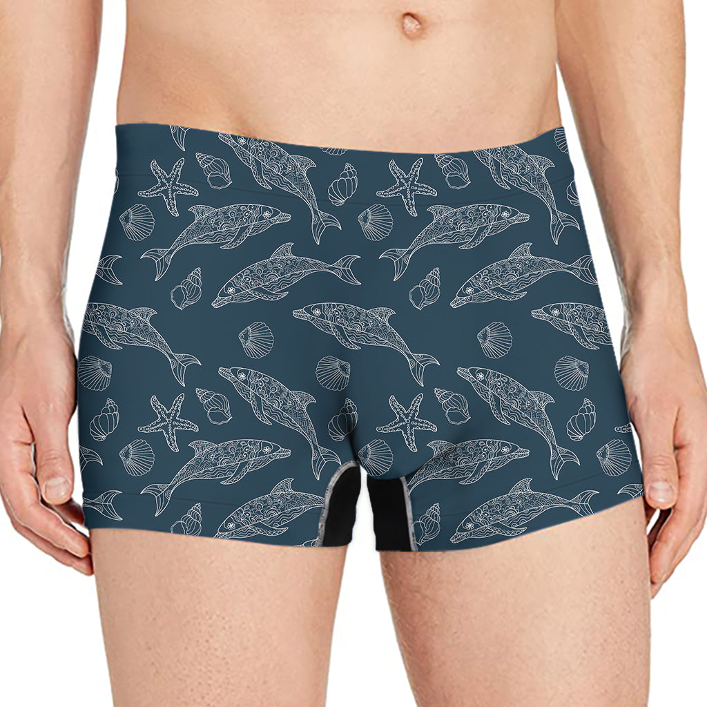 Vintage Dolphins Pattern Print Men's Boxer Briefs