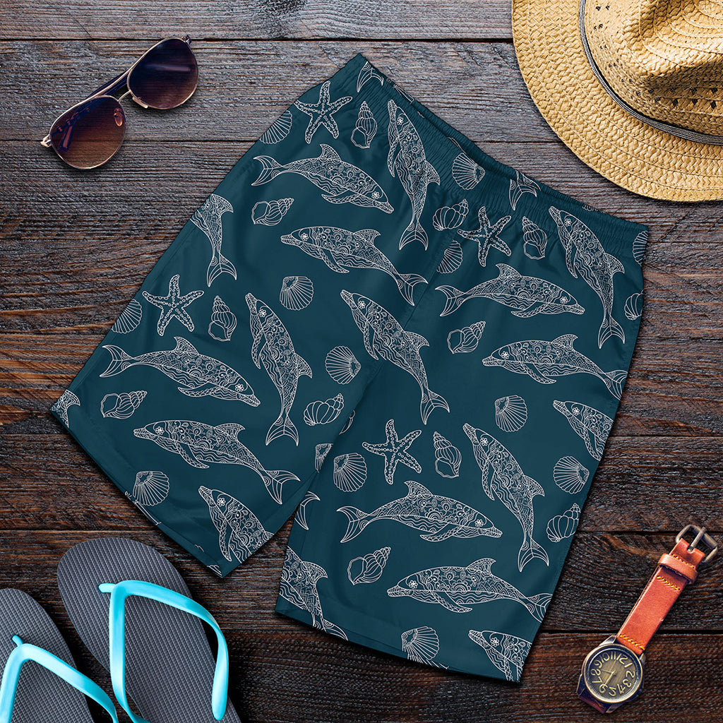 Vintage Dolphins Pattern Print Men's Shorts