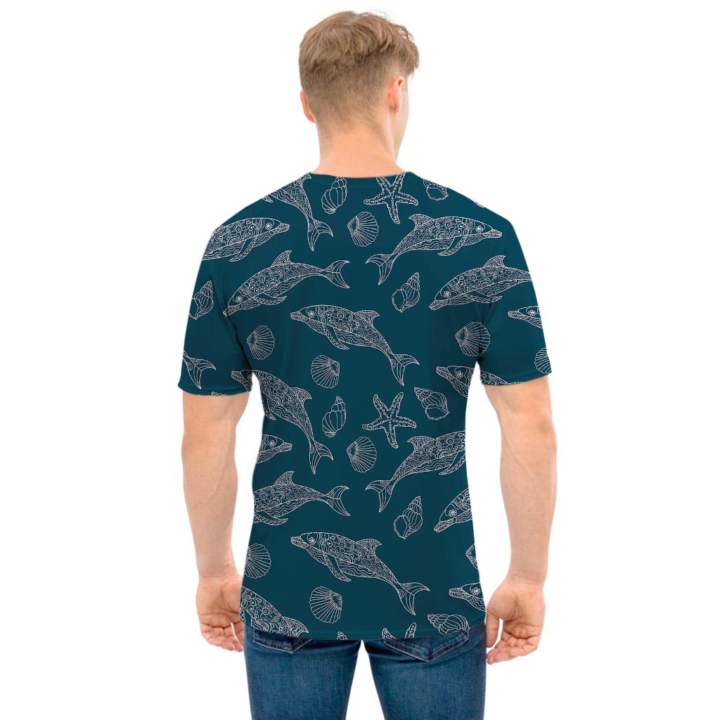 Vintage Dolphins Pattern Print Men's T-Shirt
