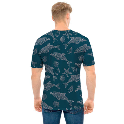 Vintage Dolphins Pattern Print Men's T-Shirt
