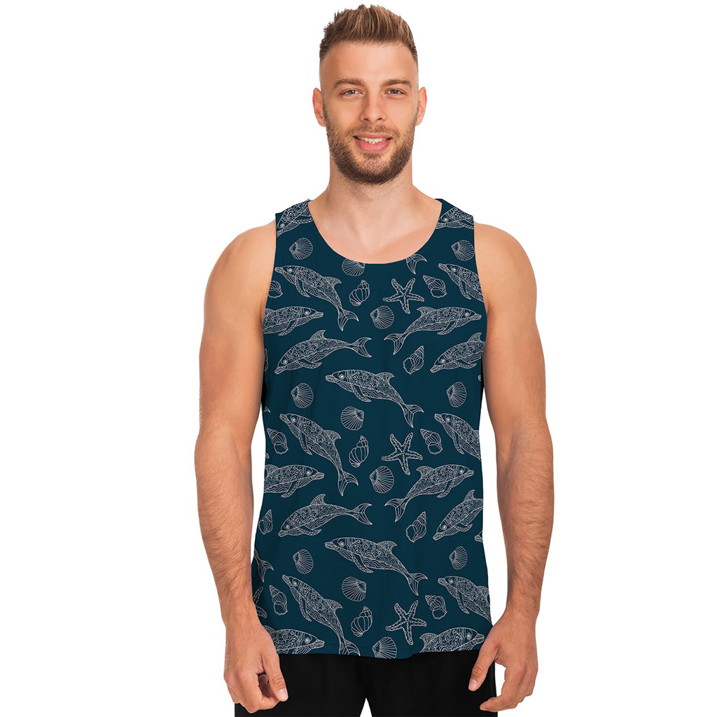 Vintage Dolphins Pattern Print Men's Tank Top
