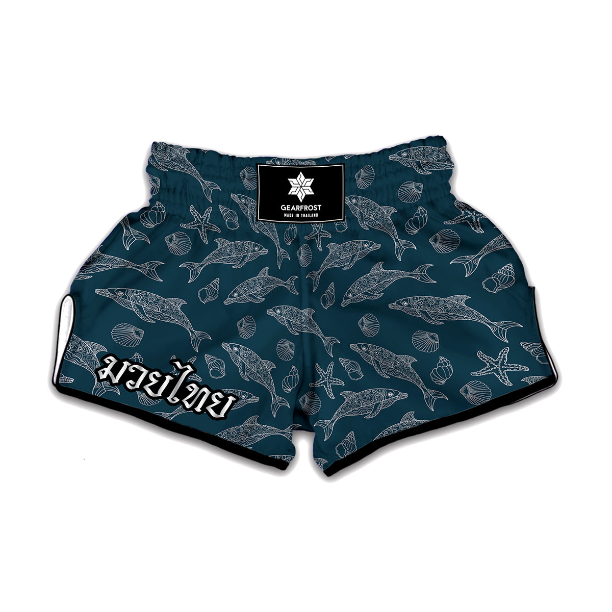 Vintage Dolphins Pattern Print Muay Thai Boxing Shorts