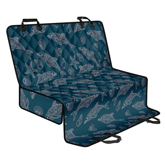 Vintage Dolphins Pattern Print Pet Car Back Seat Cover