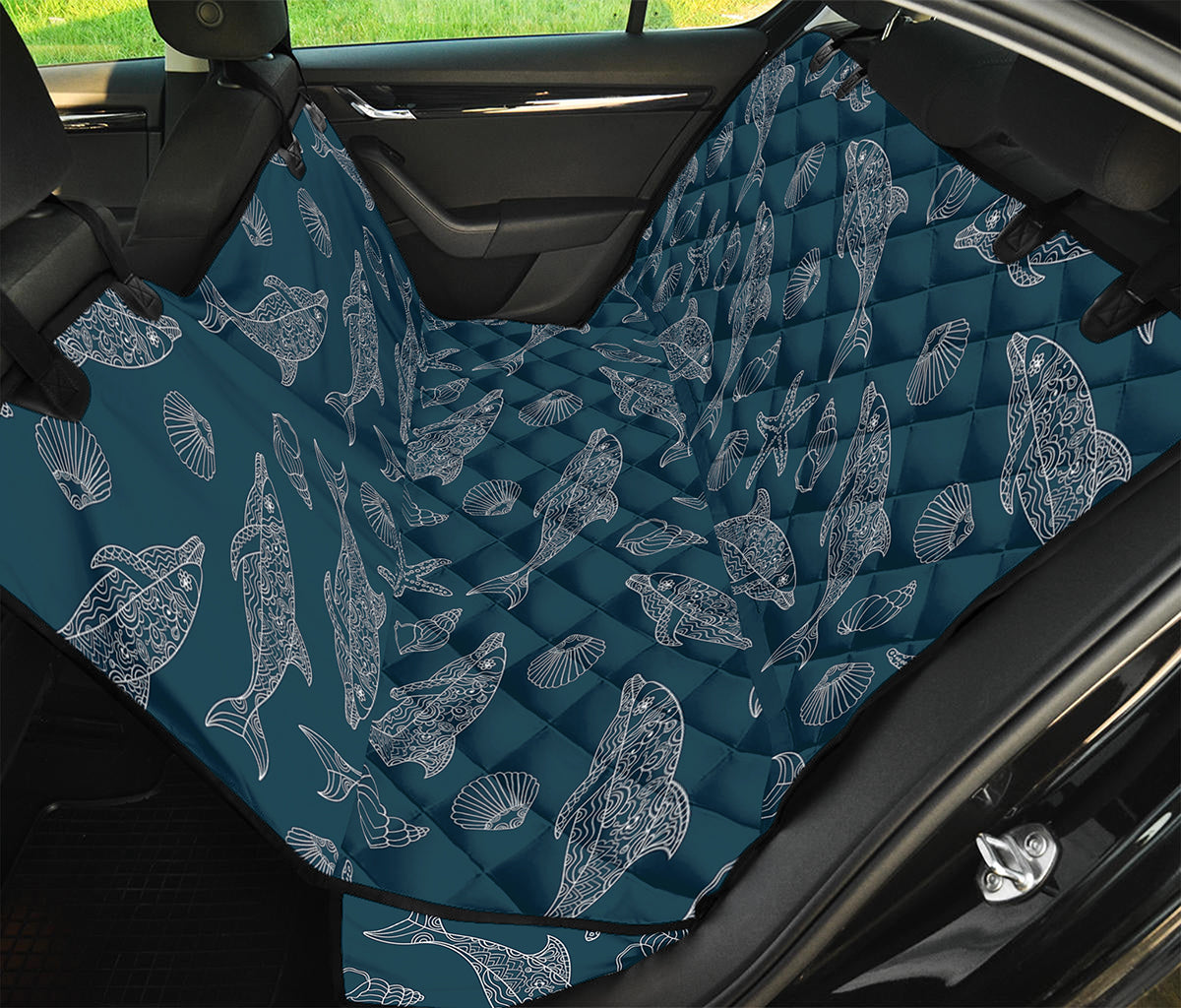 Vintage Dolphins Pattern Print Pet Car Back Seat Cover