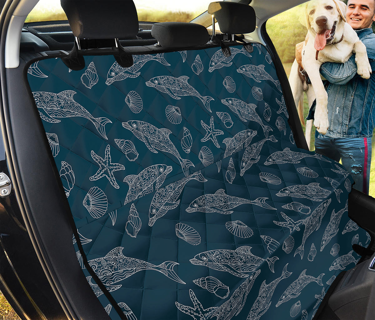 Vintage Dolphins Pattern Print Pet Car Back Seat Cover