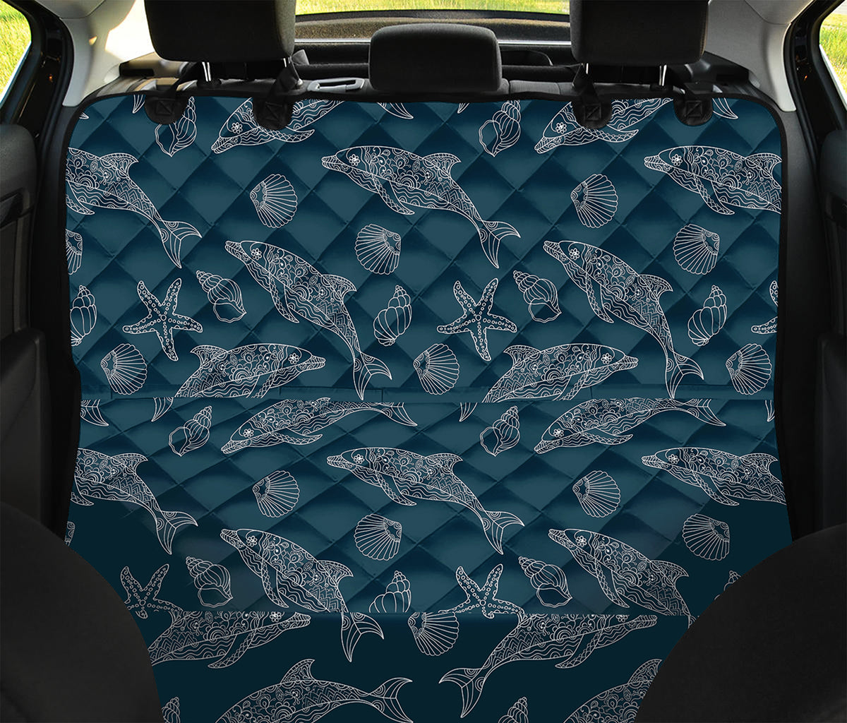 Vintage Dolphins Pattern Print Pet Car Back Seat Cover