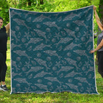Vintage Dolphins Pattern Print Quilt