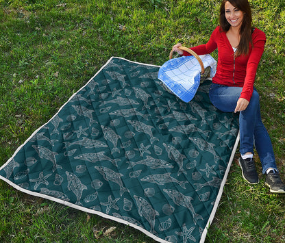 Vintage Dolphins Pattern Print Quilt