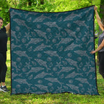 Vintage Dolphins Pattern Print Quilt