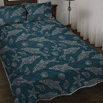 Vintage Dolphins Pattern Print Quilt Bed Set