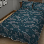 Vintage Dolphins Pattern Print Quilt Bed Set