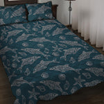 Vintage Dolphins Pattern Print Quilt Bed Set