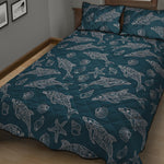 Vintage Dolphins Pattern Print Quilt Bed Set