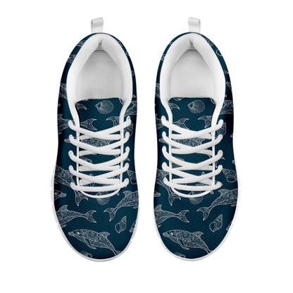 Vintage Dolphins Pattern Print White Sneakers