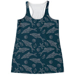 Vintage Dolphins Pattern Print Women's Racerback Tank Top