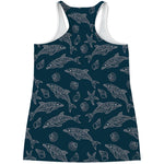Vintage Dolphins Pattern Print Women's Racerback Tank Top