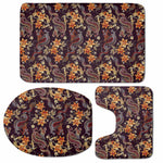 Vintage Dragon Flower Pattern Print 3 Piece Bath Mat Set