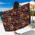 Vintage Dragon Flower Pattern Print Beach Sarong Wrap