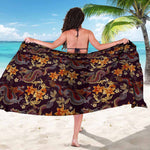 Vintage Dragon Flower Pattern Print Beach Sarong Wrap