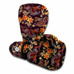 Vintage Dragon Flower Pattern Print Boxing Gloves