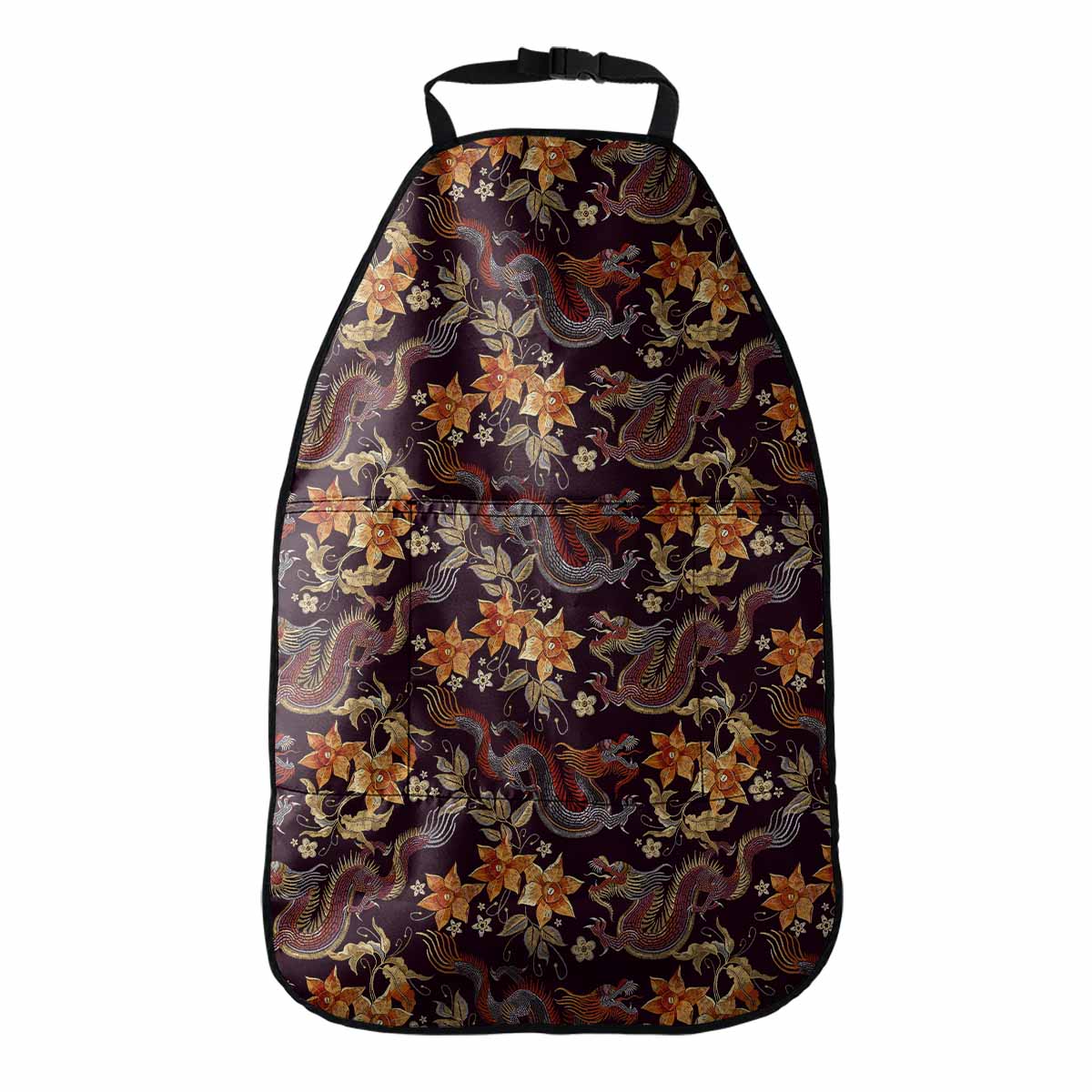 Vintage Dragon Flower Pattern Print Car Seat Organizers