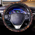 Vintage Dragon Flower Pattern Print Car Steering Wheel Cover
