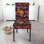 Vintage Dragon Flower Pattern Print Dining Chair Slipcover