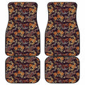 Vintage Dragon Flower Pattern Print Front and Back Car Floor Mats