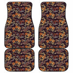 Vintage Dragon Flower Pattern Print Front and Back Car Floor Mats